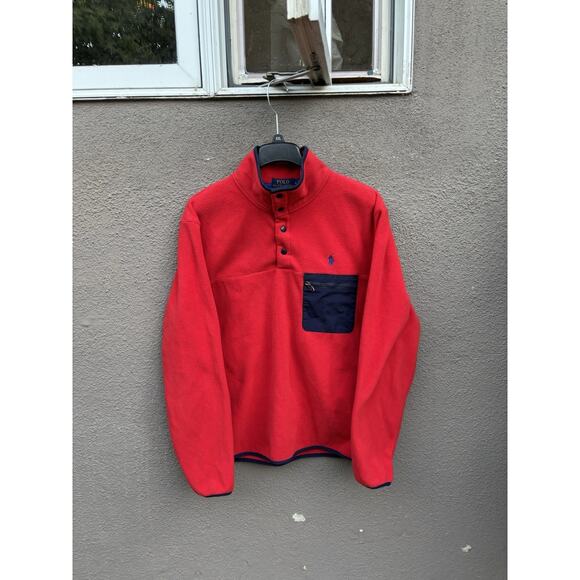 Polo Ralph Lauren Fleece Mock Neck Sweater Size Medium Red - Picture 5 of 11